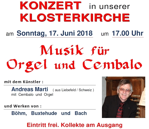 Konzert mit Prof. Dr. Andreas Marti - ''Musik für Orgel und Cembalo''