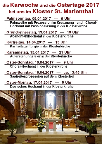 die Karwoche und die Osterstage 2017 bei uns im Kloster St. Marienthal
