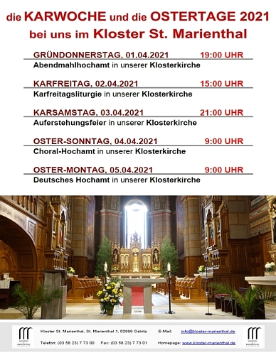 die Karwoche und die Ostertage 2021 bei uns im Kloster St. Marienthal