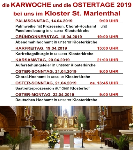 die Karwoche und die Osterstage 2019 bei uns im Kloster St. Marienthal