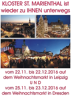 Kloster St. Marienthal ist bei den Weihnachtsmärkten in Leipzig und in Dresden