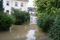 Hochwasser im Kloster St. Marienthal - die Klosteranlage ist überflutet
