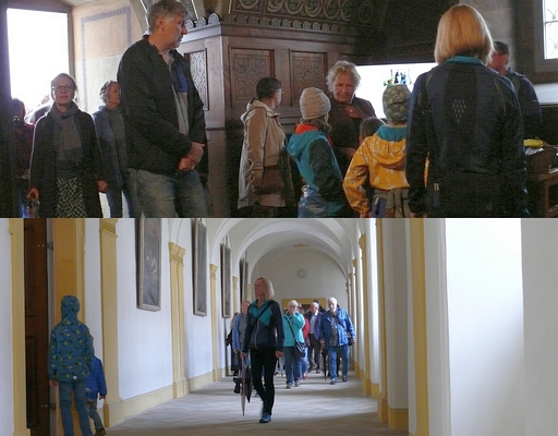 Besucher vom Tag des offenen Denkmals am 14.09.2025 bei uns im Kloster - Bild oben: Eingang Klosterkirche, Bild unten: im Kreuzgang